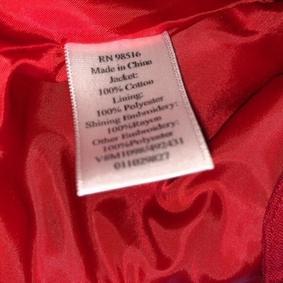 Coldwater Creek Red Embroidered Button-Front Jacket Womens Size 20 Cotton/Polyes - Picture 4 of 14